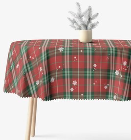 Goldea oválny teflónový obrus - červené káro s vločkami 140 x 220 cm