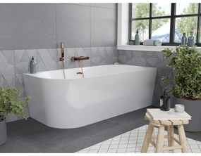 Mexen Mia, voľne stojaca rohová vaňa, pravá, 160 x 75 cm, biela, ružové zlato prepad, 52691607500P-60