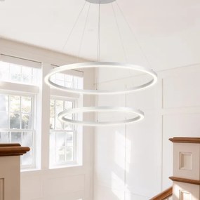 Brilagi-LED stmievateľný závesný luster na lanku PORTOFINO LED/98W/230V pr. 80 cm strieborný s diaľkovým ovládaním