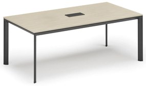 Rokovací stôl PRIMO INVITATION, 240x120 cm, breza + stolná zásuvka TYP II, čierna