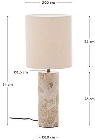 Béžová mramorová stolová lampa s textilným tienidlom (výška 54 cm) Raze – Kave Home