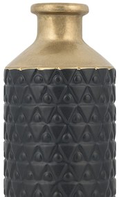 Kamenina Dekoratívna váza 39 Čierna Zlatá ARSIN Beliani