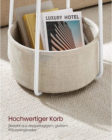 Okrúhly príručný stolík, malý stolík, biela a béžová farba