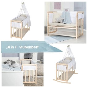 Kolíska v prírodnej farbe s úložným priestorom a baldachýnom 90x45 cm Liebhabär – Roba