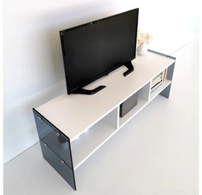TV stolík/skrinka Vamebo 7 (biela + dymová) . Vlastná spoľahlivá doprava až k Vám domov. 1095481