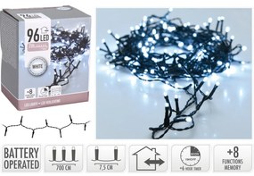 Vianočná svetelná reťaz, biela, 96 LED, 720 cm, 7 m