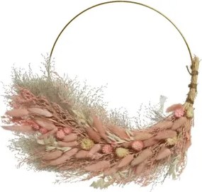 Dekoračný veniec Sušené trávy 30 cm, ružový%