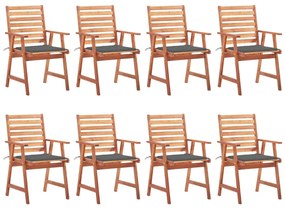 Vonkajšie jedálenské stoličky 8 ks s podložkami masívne akáciové drevo
