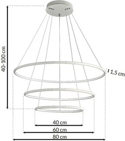 Závesné LED svietidlo Orion, 3x LED 99w, 3000k, w