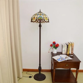 Tiffany stojaca lampa Barok Floor 128 HuizhouOufuLighting v162xš40,sklo/kov,40W