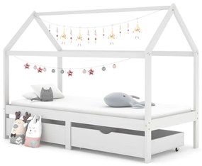 vidaXL Detský rám postele so zásuvkami biely borovicový masív 90x200cm