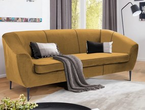 Trojmiestna pohovka Olivio, horčicovo žltá zamatová látka