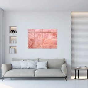 Obraz - Ružové, mramorované dlaždice (90x60 cm)