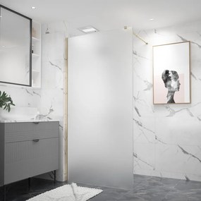Erga Paris, sprchová zástena Walk-In 80x200 cm, 8mm sklo námraza, zlatý lesklý profil, ERG-V02-PARIS-080x200-FR-GD