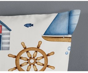 Modré/krémové bavlnené detské obliečky do postieľky 100x135 cm Ahoy – Good Morning