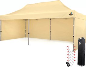 BRIMO Svadobný stan 3x6 m hliníkový – Elegantný a rýchlorozkladací - s 3 stenami - Béžová 15