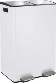 Matne biely oceľový odpadkový kôš 2x30 l na triedený odpad/nášľapný Aliya – Spirella