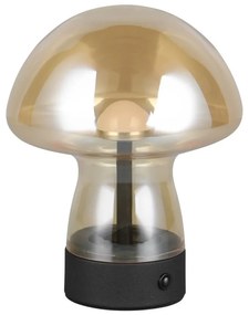 Jantárová LED stolová lampa so skleneným tienidlom (výška 18 cm) Dooley – Trio