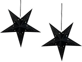 Sada 2 závesných zamatových hviezd s LED 45 cm čierna MOTTI Beliani