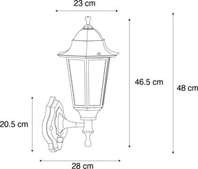 Vonkajšie nástenné svietidlo tmavozelené s pohybovým senzorom IP44 - New Orleans up