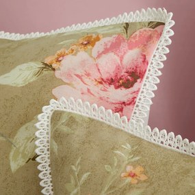 Bielo-zelené obliečky na jednolôžko 135x200 cm Penelope Floral – Catherine Lansfield