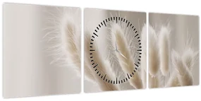 Obraz - Zajačie chvostíky (s hodinami) (90x30 cm)