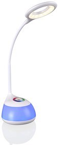 PLX Flexibilná LED stolná lampa GORDON, 5W, teplá biela, RGB, biela