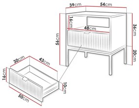 Nočný stolík NOVA 56x54 cm šedá/čierna