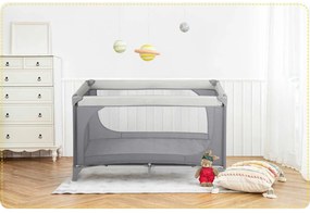 Ricokids Cestovná postieľka + matrac + taška125 x 65 x 78 cm RK-240 svetlosivá