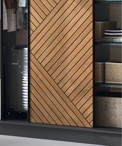 Šatní skříň Marrphy se zrcadlem 180 cm dub Caramel/černá