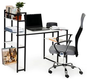 Moderný kancelársky stôl s policami | biely