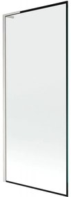 Mexen Next L, 1-krídlová vaňová zástena 80 x 150 cm, 6mm číre sklo-čierny vzor, 6mm číre sklo, profil brúsená oceľ, 895-080-000-03-70-97