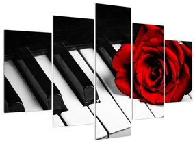 Obraz ruže a klavíru (150x105 cm)