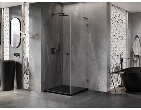Mexen Lunar-B L sklápací sprchový kút ľavý 90 x 90 cm, číre sklo, grafitová, 832L-090-090-95-00-L