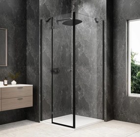 Polysan Polysan, GLOBE GUN METAL štvorcová sprchová zástena 800x800mm, číre sklo, ľavá, GB1080-3215LGM