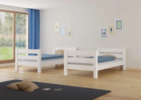 Detská poschodová posteľ z masívu borovice HONZA - 200x90 cm - biela