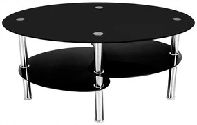 Tutumi, sklenený konferenčný stolík 90x60x44 cm CT-001, čierna-chrómová, KRZ-09017