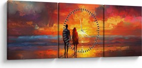 Obraz - Prechádzka na pláži (s hodinami) (90x30 cm)