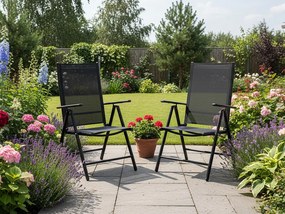 CH Polohovateľná záhradná hliníková stolička Glam II - čierna