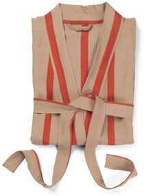 Ferm Living Ľanový župan Camel/Red