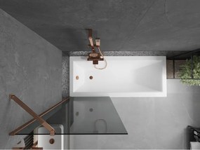 Mexen Next, vaňová zástena 1-krídlová 70 x 150 cm, fixné krídlo, 6 mm šedé sklo, ružové zlato profil, 895-070-000-00-40-60