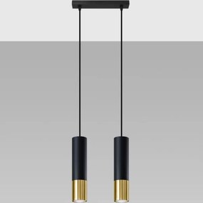 Sollux SL.0953 - Luster na lanku LOOPEZ 2xGU10/10W/230V čierna/zlatá