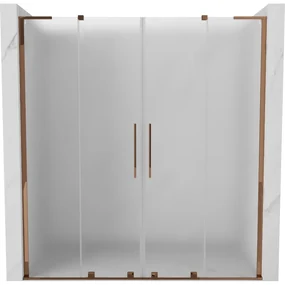 Mexen Velar L Duo, posuvné sprchové dvere do otvoru 170 cm, 8mm sklo námraza, ružové zlato, 871-170-003-32-60