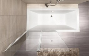 Rea Agat-2, vaňová zástena, 2-krídlová, 100 x 140 cm, chróm-transparentná, REA-W0300