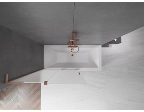 Mexen Velar L, 2-krídlová posuvná vaňová zástena 110 x 150 cm, 8mm sklo námraza, medená matná, 896-110-003-31-65