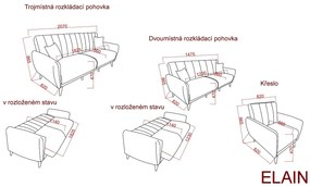 Dvojmiestna rozkladacia pohovka Elain - šedá