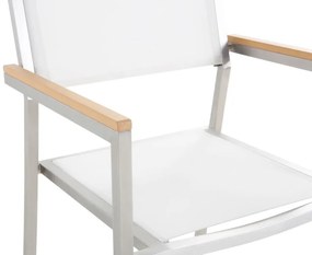 Sada záhradného nábytku stôl s bielou sklenenou doskou 180 x 90 cm 6 bielych stoličiek GROSSETO Beliani