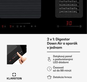 Klarstein Full House 77 Down Air System, indukčná varná doskA digestor, 477 m³/h, EEC A