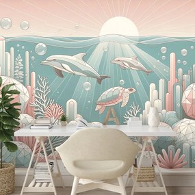 Samolepiaca tapeta podmorský svet v pastelových farbách