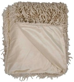 Béžovo-hnedý pléd so vzorom a strapcami Mesa - 130*170 cm